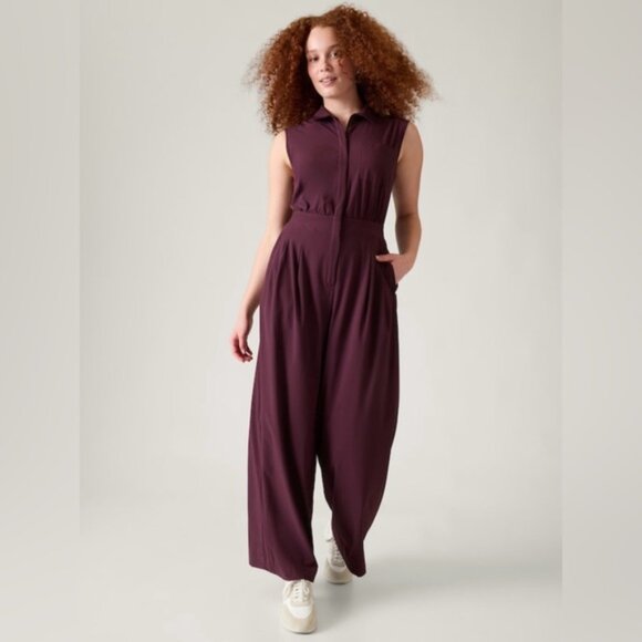 Athleta Brooklyn Heights Wide Leg Jumpsuit // Spiced Cabernet - Picture 7 of 11